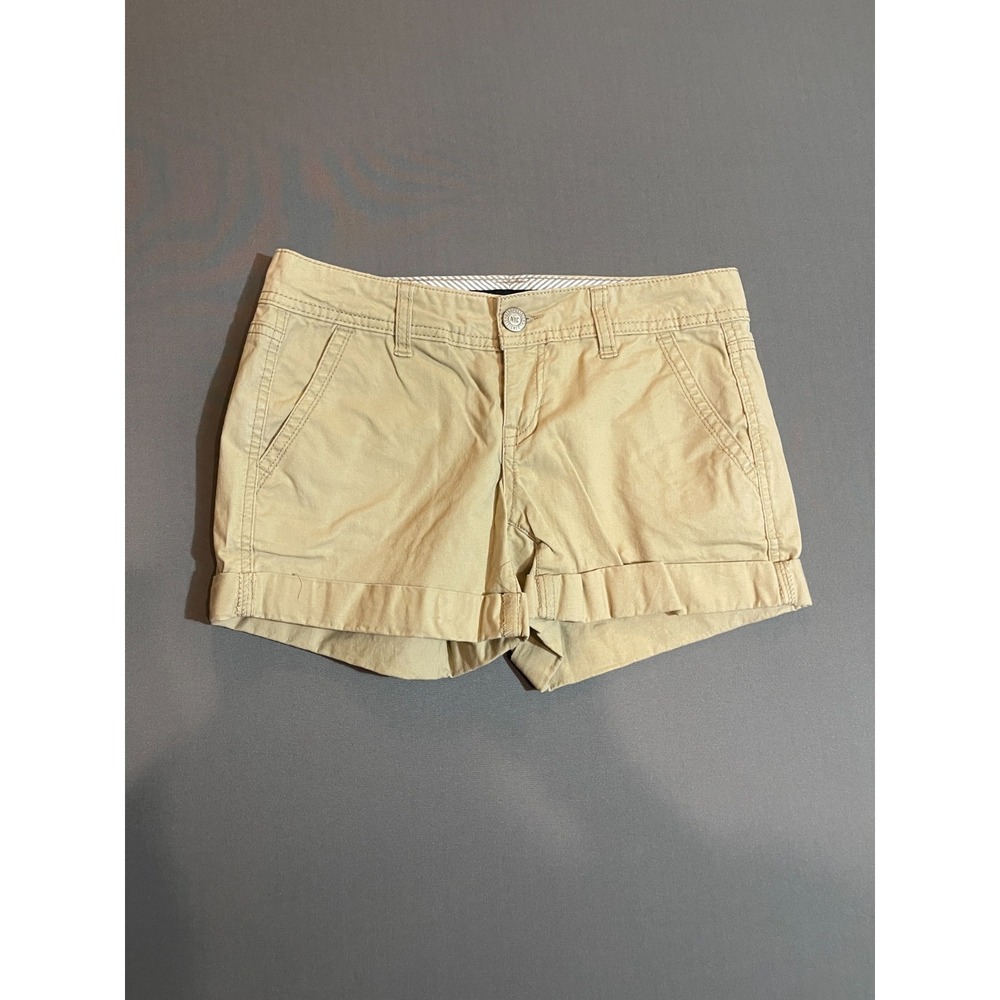 Aeropostale Shorts Womens‎ 0 Khaki Beige Tan MIDI Twill Shorts Pockets Midi